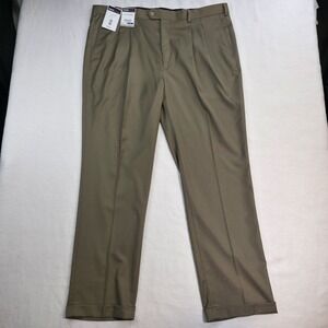 Travel Smart Roundtree & Yorke‎ Men Pants 42X32 Pleated Classic Cuffed Khaki New